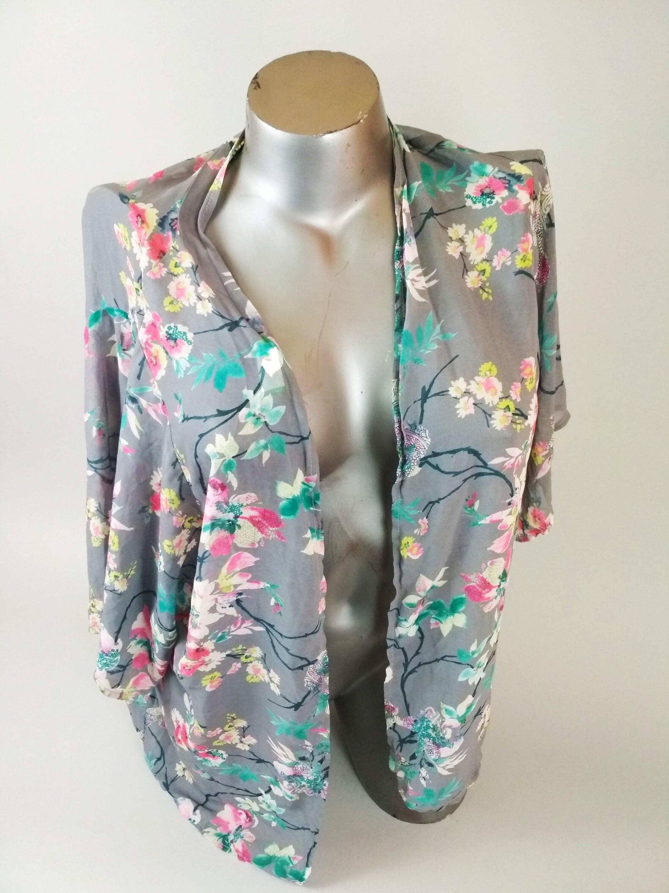 Gray Women S Shirt Floral Pattern Japanese Style Shirt Etsy