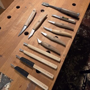 Holzbearbeitungswerkzeug für Schnitzereien, Michihamono Hohlbeitel, Hiro Masui Messer, Mikikichan Messer, Sloyd Messer, Meißel