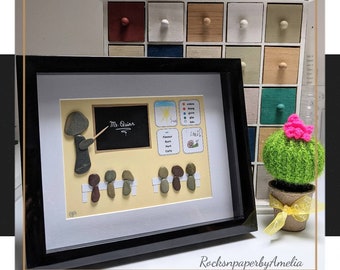 Personalised Teacher Gift ~ Thank you, End of school year, Appreciation/ Retirement/ Graduation, Irish Pebble Art Picture, Handmade to Order