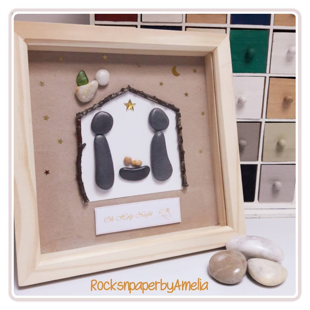 Christmas Nativity Scene Crib Manger Pebble Art Picture Etsy Ireland