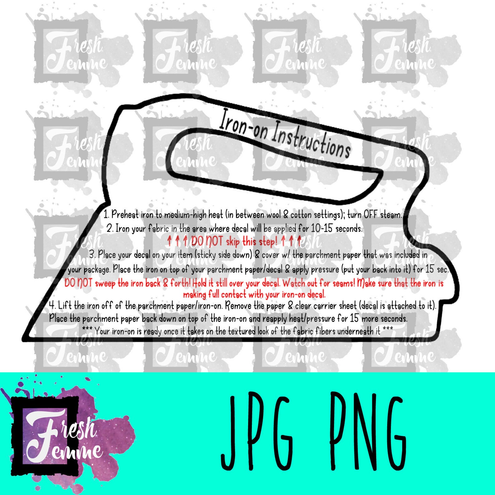 Iron-on Instructions Printable Sign How to Iron on PNG JPG - Etsy Ireland