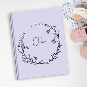 Snowdrop Baby Book | Personalized Baby Book, Baby Memory Book, Gift for New Baby, Gift for Winter Baby, Custom Baby Gift