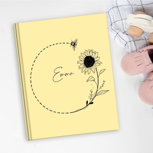 Sonnenblume Biene Babybuch | Baby Journal, Babypartygeschenk, Babygedächtnisbuch, neues Babygeschenk, Babyalbum, Sonnenblume-Kinderzimmer