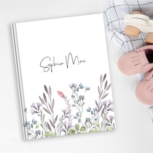 Floral Border Baby Book | Baby Book for Girl, Baby Book First Year, Baby Memory Book, Baby Journal, Floral Nursery Decor