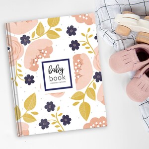 Modernes Blumen Babybuch | Baby Mädchen Album, Baby Mädchen Erinnerungsbuch, Baby Buch Erstes Jahr, Geschenk für neue Eltern, Baby Shower Geschenk