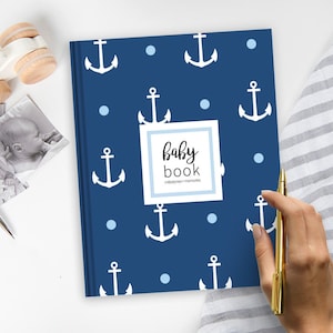 Nautical Baby Book | Baby Shower Gift, New Mom Gift, Baby Memory Book, Gift for Baby Girl, Gift for Baby Boy, First Year Book