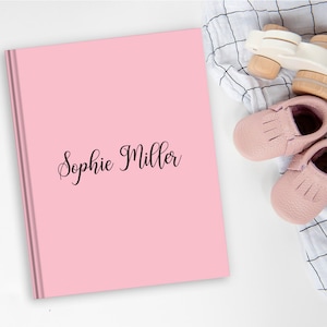 Rosa Babybuch Einband | Babypartygeschenk, neue Muttergeschenk, Babygedächtnisbuch, Geschenk für Baby Girlj, Geschenk für Babyjungen, erstes Jahrbuch