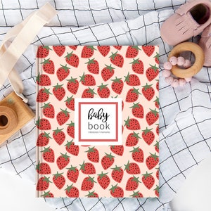 Strawberry Baby Book | Baby Album, Baby Gift, Gift for Summer Baby, Baby Book First Year, Baby Memory Book, Baby Book for Girl