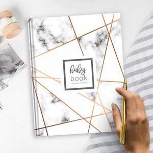 Marble Cover Baby Book | Baby Shower Gift, New Mom Gift, Baby Memory Book, Gift for Baby Girl, Gift for Baby Boy, First Year Book