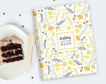 Yellow Floral Birthday Interview Book | Birthday Memory Book, First Birthday Gift, Gift for New Parents, Birthday Journal