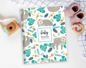 Sloth Baby Book | Baby Memory Book, New Baby Gift, Boy Baby Book, Girl Baby Book, Baby Album