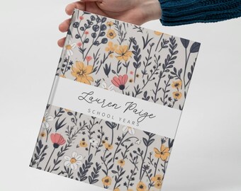 Grey Floral School Memory Book
