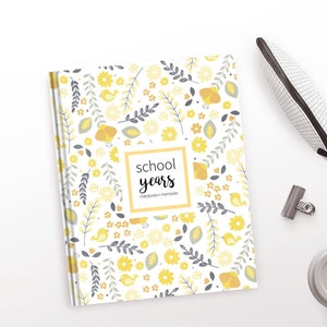 Yellow Floral School Memory Book | School Album, Back To School, First Day Of School, Last Day Of School, Kindergarten Graduation Gift
