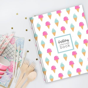 Ice Cream Cone Birthday Interview Book | Birthday Memory Book, First Birthday Gift, Summer Birthday Gift, Birthday Journal
