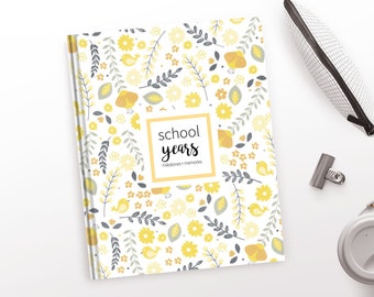 Yellow Floral School Memory Book | School Album, Back To School, First Day Of School, Last Day Of School, Kindergarten Graduation Gift