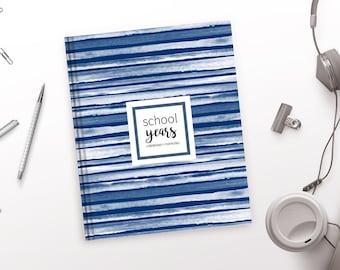 Navy Stripe School Memory Book | School Album, Back To School, First Day Of School Gift, Last Day of School Gift