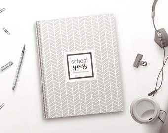 Grey Chevron School Memory Book | School Album, Back To School, First Day Of School, Last Day Of School, Kindergarten Graduation Gift