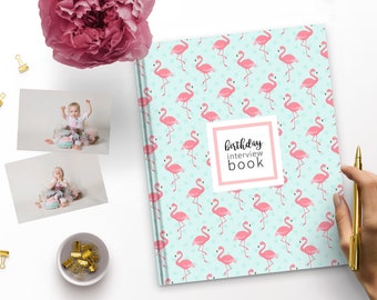 Flamingo Birthday Interview Book | Birthday Journal, First Birthday Gift, Gift for New Parents, Baby Shower Gift