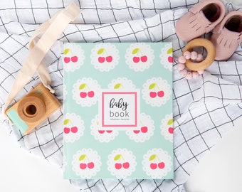 Kersenbabyboek | Babyshowercadeau, nieuwe moedercadeau, babygeheugenboek, cadeau voor babymeisje, eerstejaarsboek, zomerbabycadeau