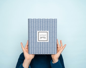 Blue Chevron School Memory Book