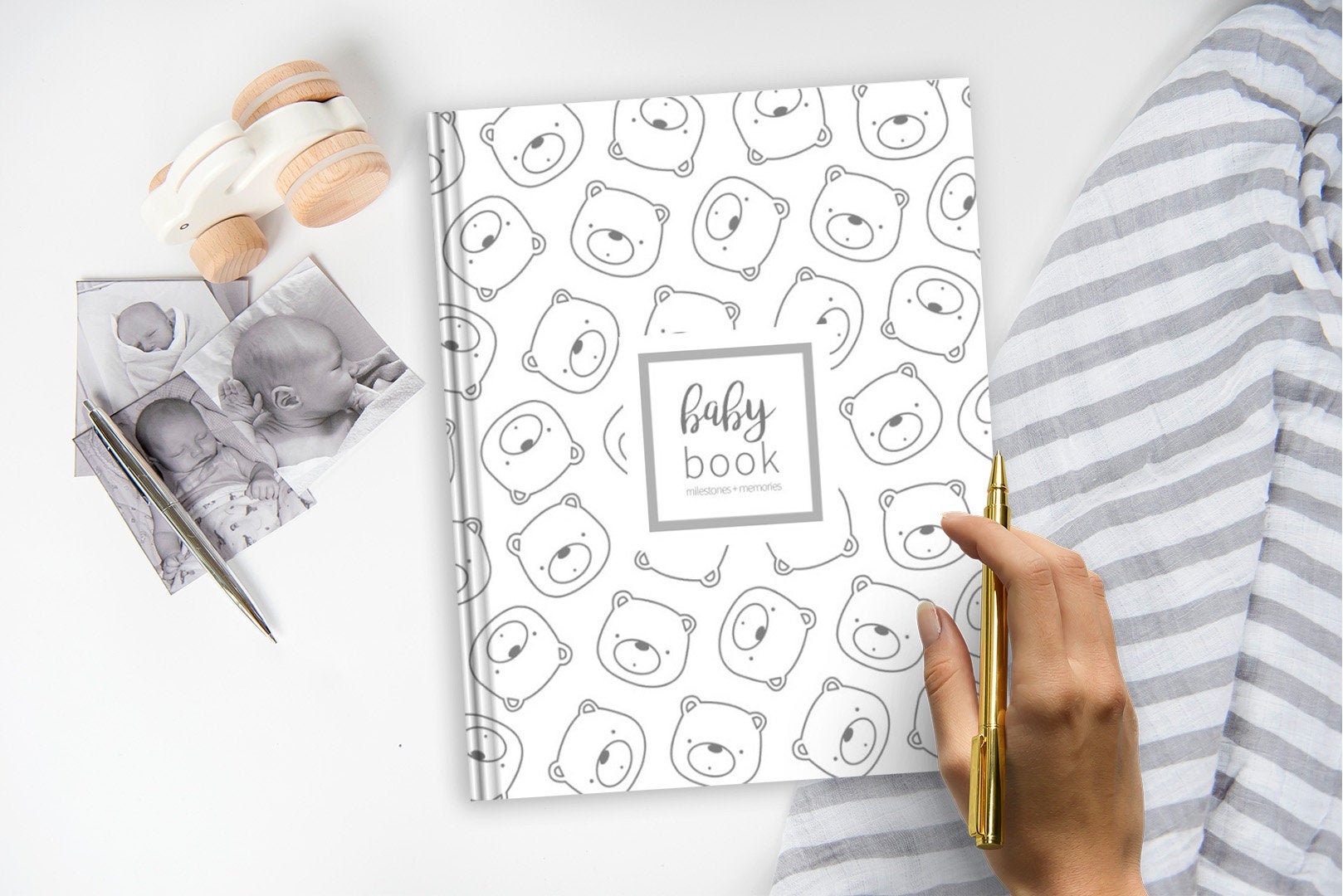 Grey Bear Baby Book - Etsy, image size:1618x1080