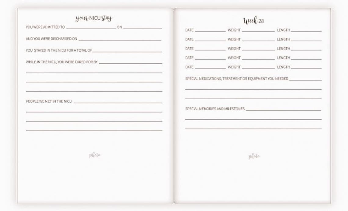 NICU Baby Book Modern Baby Book Preemie Baby Book Baby Etsy