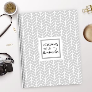 Grey Chevron Grandparents Memory Book | Legacy Book, Interviews With Grandma, Interviews with Grandpa, Grandma Gift, Grandparents Gift