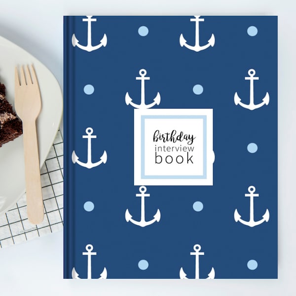 Nautical Birthday Interview Book | Birthday Memory Book, First Birthday Gift, Birthday Journal, Gift for New Baby, Baby Shower Gift