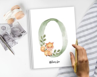 Bosbabyboek | Forest Animal Babyboek, Monogram Babyboek, Babyshowercadeau, Babygeheugenboek, Cadeau voor nieuwe baby, Babyalbum