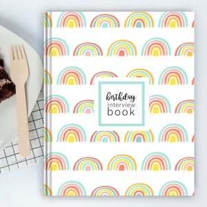 Rainbow Birthday Interview Book | Baby Book, Birthday Memory Book, First Birthday Gift, Birthday Gift, Birthday Journal, Gift for New Baby