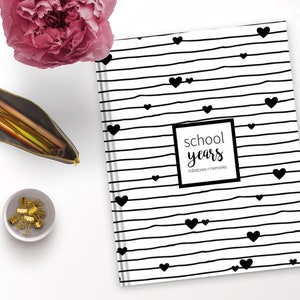 Hearts and Stripes School Memory Book | School Album, Back To School, First Day Of School, Last Day Of School, Kindergarten Graduation Gift