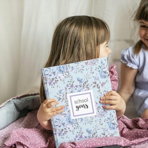 Violet Floral School Memory Book | School Album, School Keepsake Book