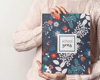 Navy Floral School Memory Book