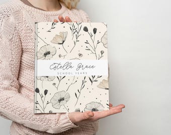 Neutral Floral School Memory Book