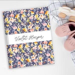 Purple Floral Baby Book | Baby Journal, Baby Shower Gift, Baby Memory Book, New Baby Gift, Gift for New Parents
