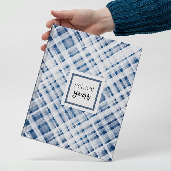 Blue Plaid School Memory Book