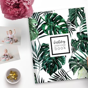 Tropical Birthday Interview Book | Birthday Memory Book, Baby Shower Gift, First Birthday Gift, Personalized Baby Gift, Birthday Journal