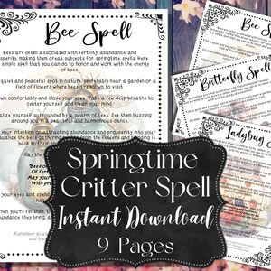 Spring Critter Spell Book Pages: Bee, Butterfly, Ladybug (Digital Download)
