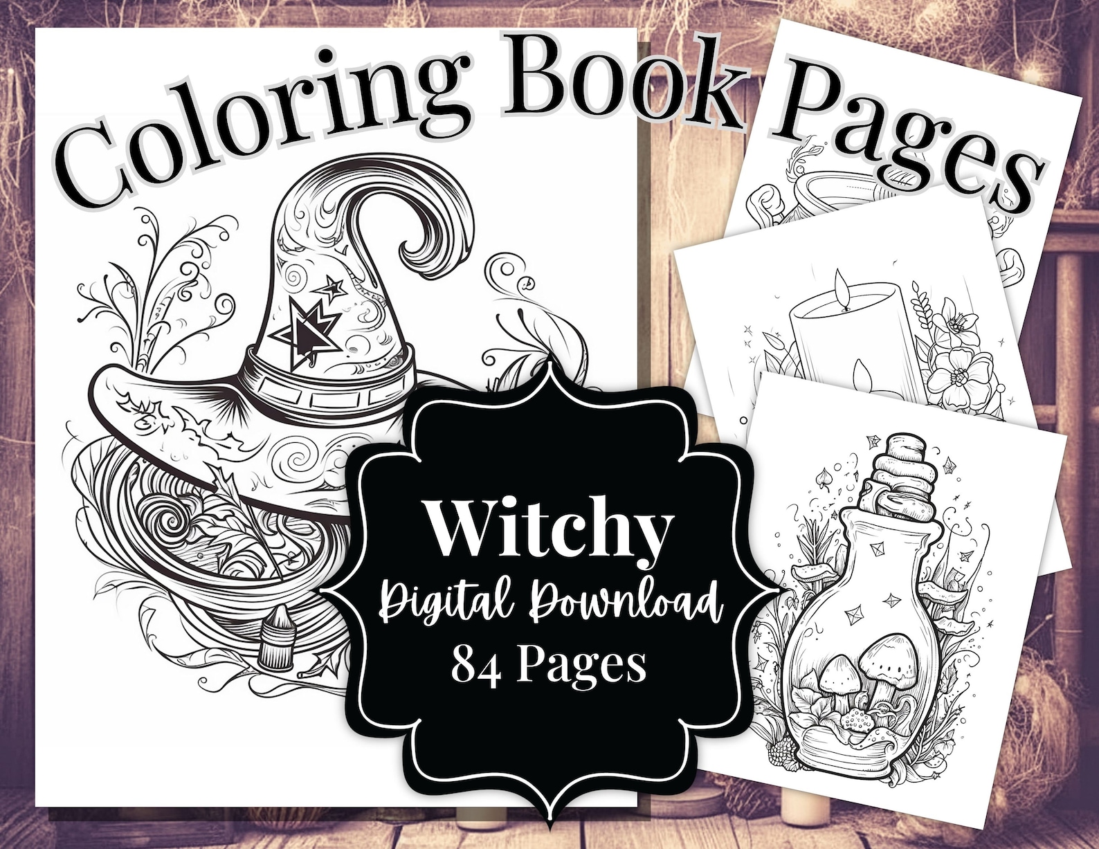 Witchy Coloring Book Printable Page Set - Etsy