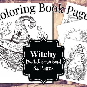 Conjunto de páginas para imprimir de livro de colorir de bruxas