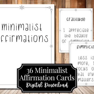 Minimalistische afdrukbare bevestigingskaartenset Dagelijks positieve motiverende berichten Digitale downloadpagina's Inspirerend citaat Flashcard-vellen