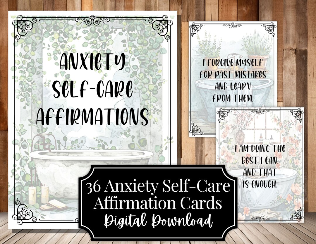Curated visual reference: In The Know Cropped Collar Anxiety Self Care Reference: Anxiety Self Care Affirmation Cards Daily Stress Relief Digital