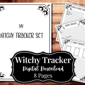 Witchy Tracker Set imprimable : lune, tarot, sort, rêve (téléchargement numérique)