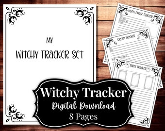 Witchy Tracker Set Printable: Moon, Tarot, Spell, Dream (Digital Download)