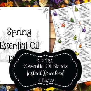 Spring Essential Oil Blends Printable Recipe Card Set Seasonal Diffuser Blend Digital Download ...