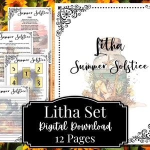 Litha Correspondence Book of Shadow Set Summer Solstice Ritual Grimoire Digital Pages Sabbat Informational Quick Reference Printable File V1