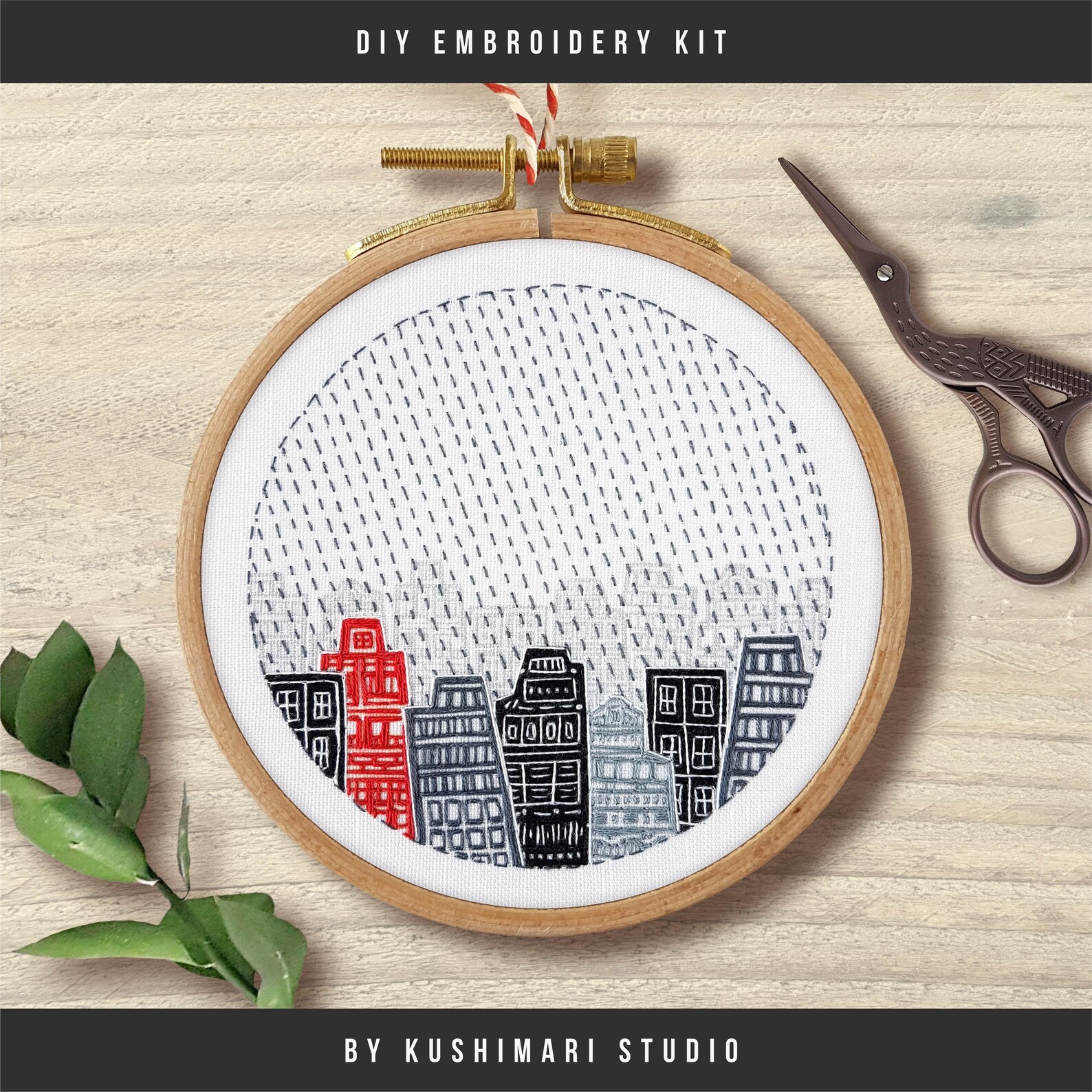 EMBROIDERY KIT MINI Retro City Buildings Hand Embroidery Etsy