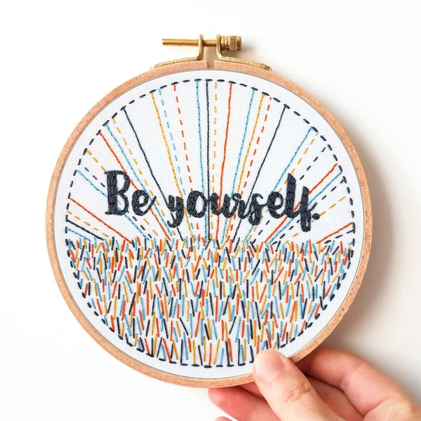 Citations positives MOTIF de broderie à la main + TUTORIEL, 3 x modèles, PDF à téléchargement immédiat, soyez fort, soyez vous-même, encouragements, Kushimari 016