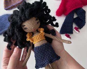 Muñeca amigurumi hecha a mano con ropa, zapatos y ropa interior, el mejor regalo para niñas