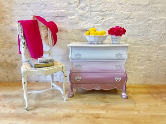 French Bombe Chest Of Drawers Pink And White Free Delivery Etsy